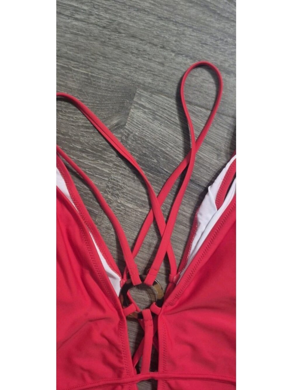 NWT Cupshe Too Hot To Handle Red Strappy One Piece Swimsuit Women's Size Large - Picture 8 of 9